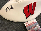 Wisconsin Badgers Troy Fumagalli Autographed Signed Logo Football Jsa Coa