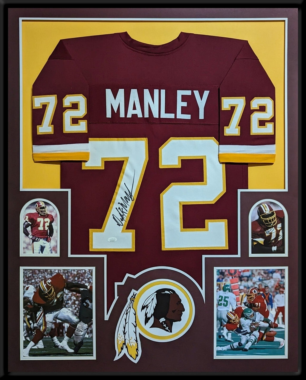Framed Washington Dexter Manley Autographed Signed Jersey Jsa Coa