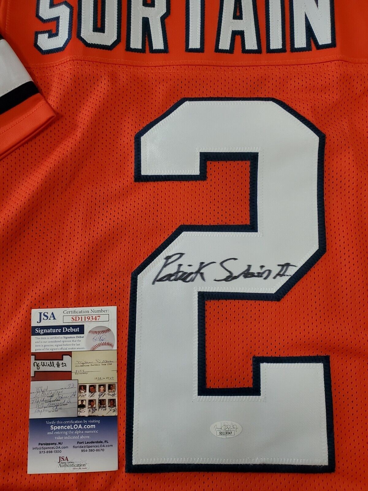 Denver Broncos Patrick Surtain Ii Autographed Signed C/R Jersey Jsa Coa