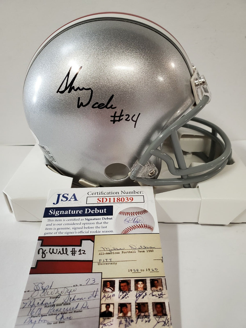 Shaun Wade Autographed Signed Ohio State Buckeyes Vsr Mini Helmet Jsa Debut Coa