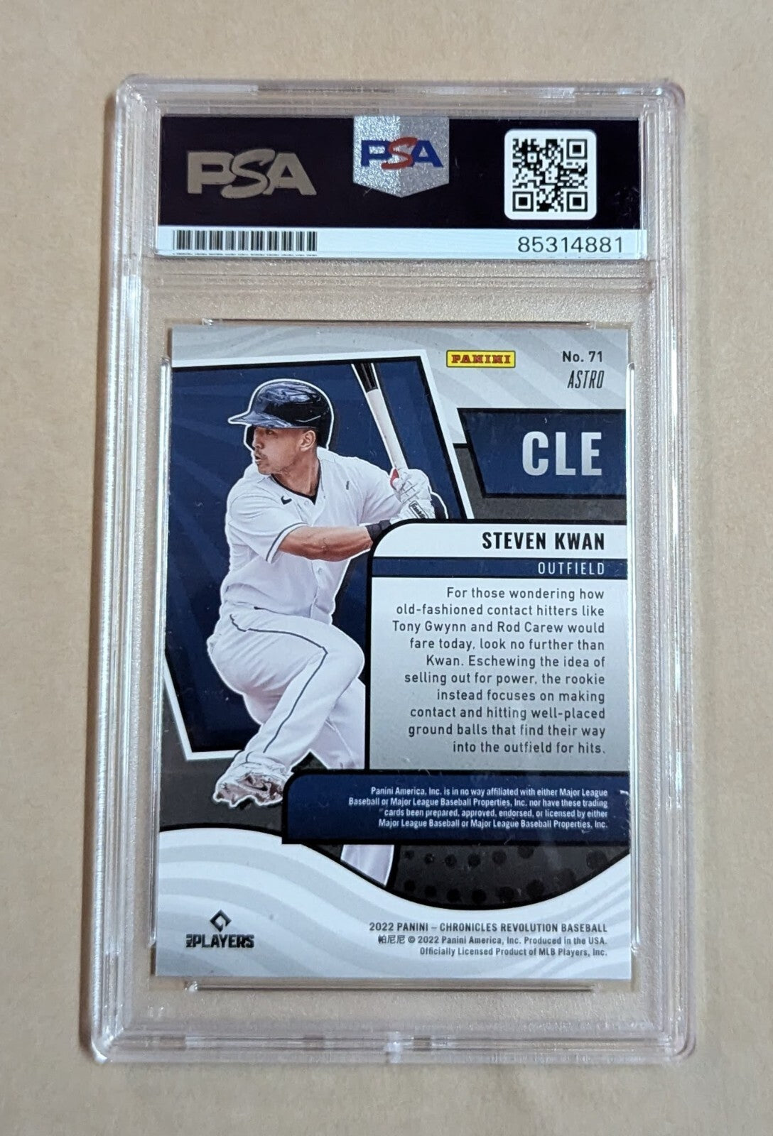 Steven Kwan Panini Revolution Rookie 2022 #71 Astro Hand Signed Psa Slabbed