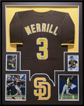 Framed San Diego Padres Jackson Merrill Autographed Signed Jersey Beckett Holo