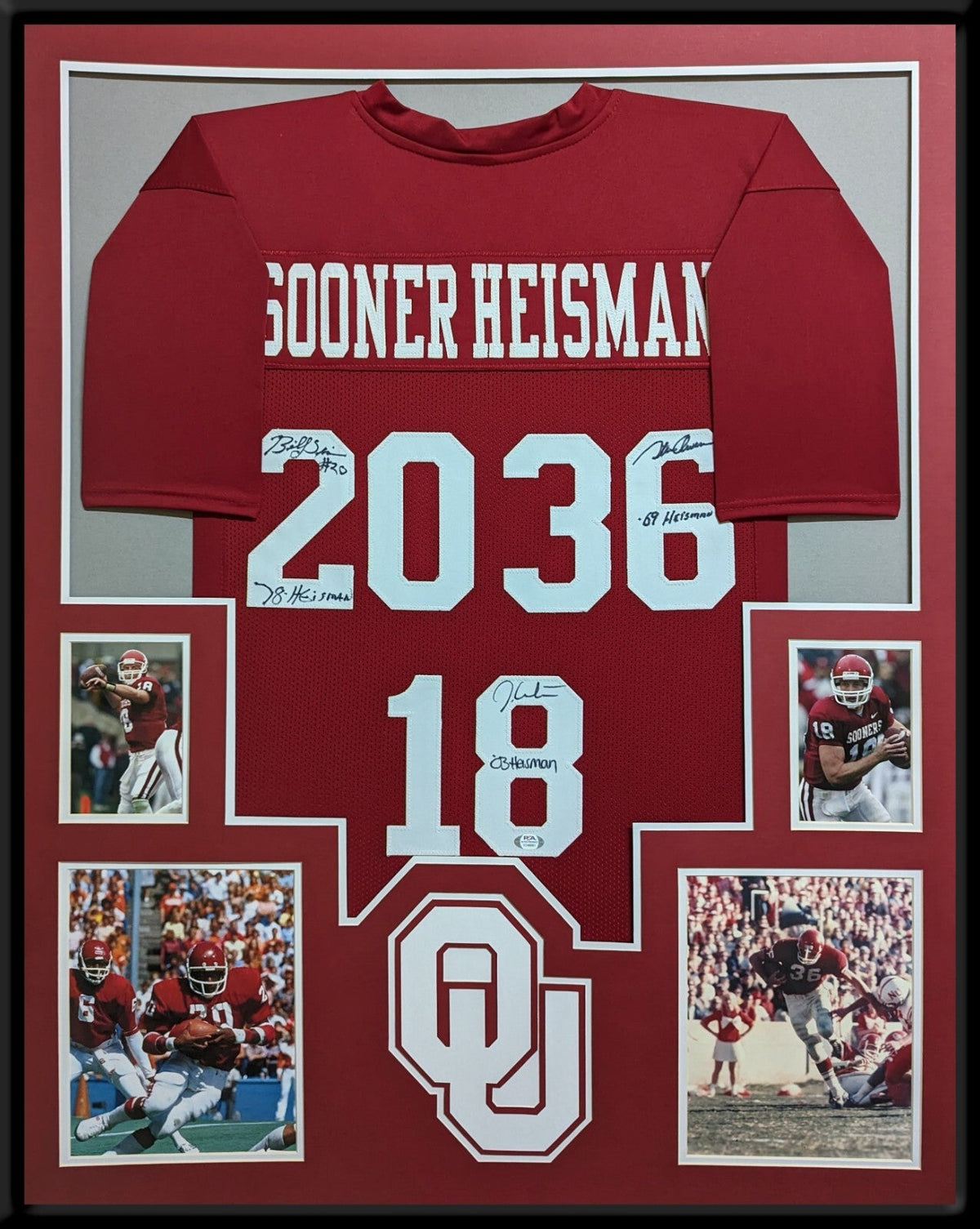 Framed Oklahoma Sooners Steve Owens Autographed Signed Jersey Psa Coa