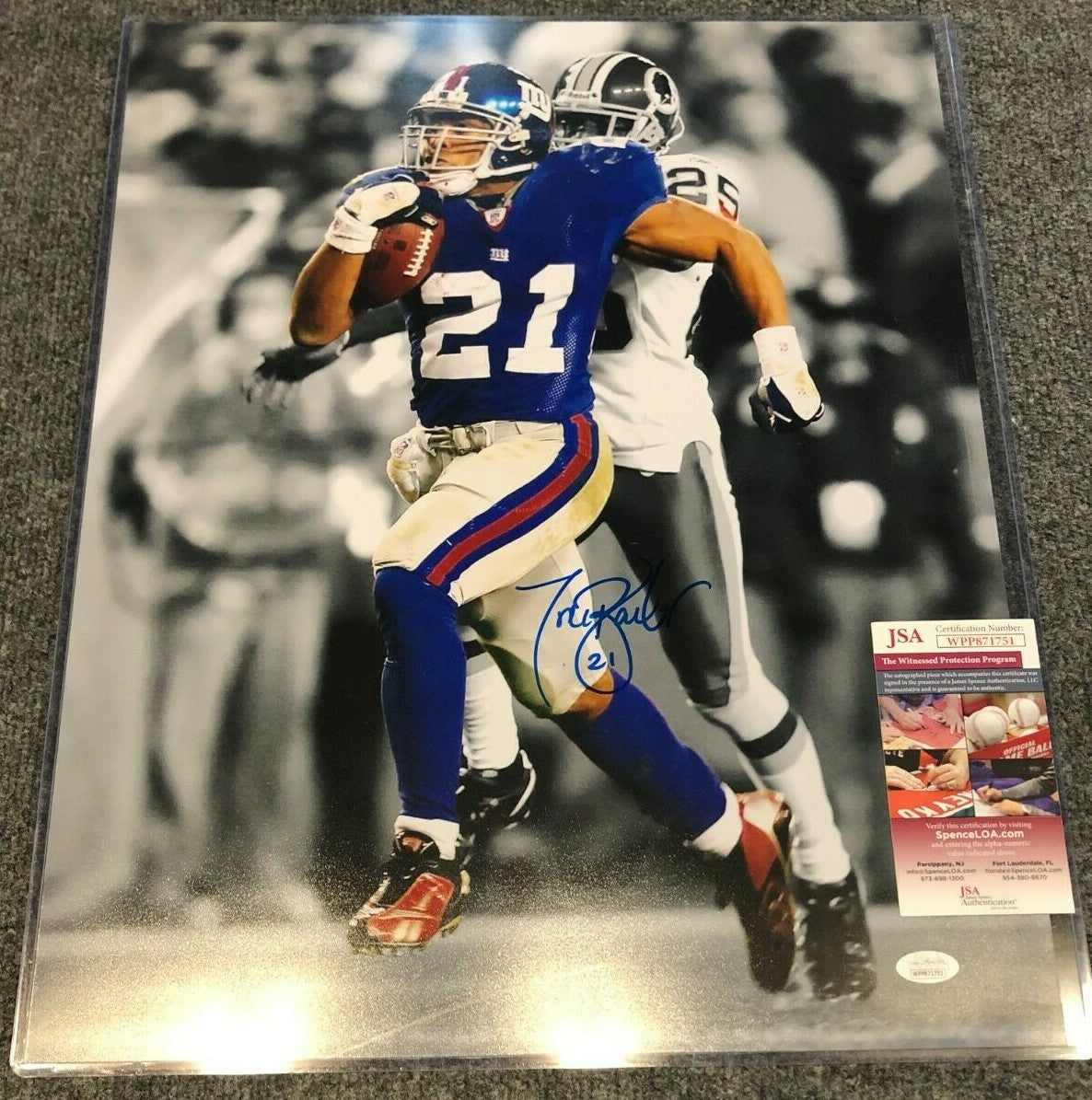 New York Giants Tiki Barber Autographed Signed 16X20 Photo Jsa Coa