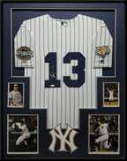 Framed Suede Alex Rodriguez Autographed Signed New York Yankees Jersey Jsa Coa