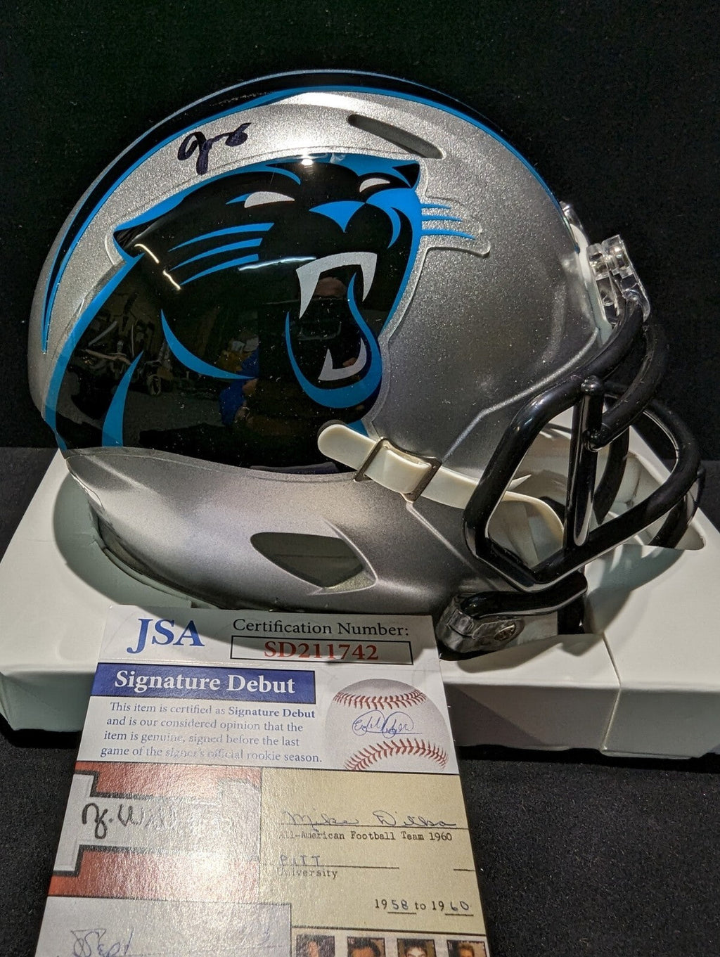 Carolina Panthers Jonathan Mingo Signed  Speed Mini Helmet Jsa Coa