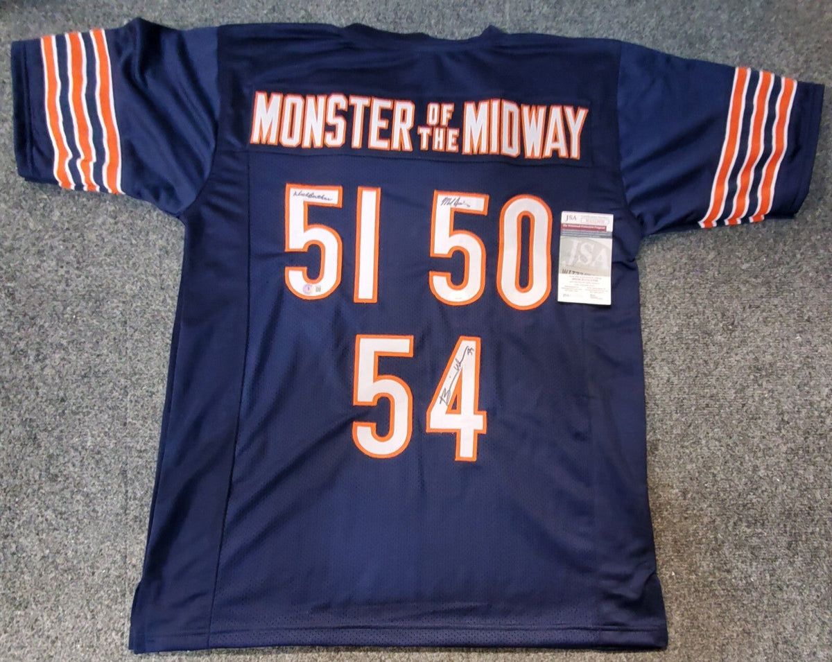 Chicago Bears  3X Signed Jersey Butkus Singletary Urlacher Jsa Coa