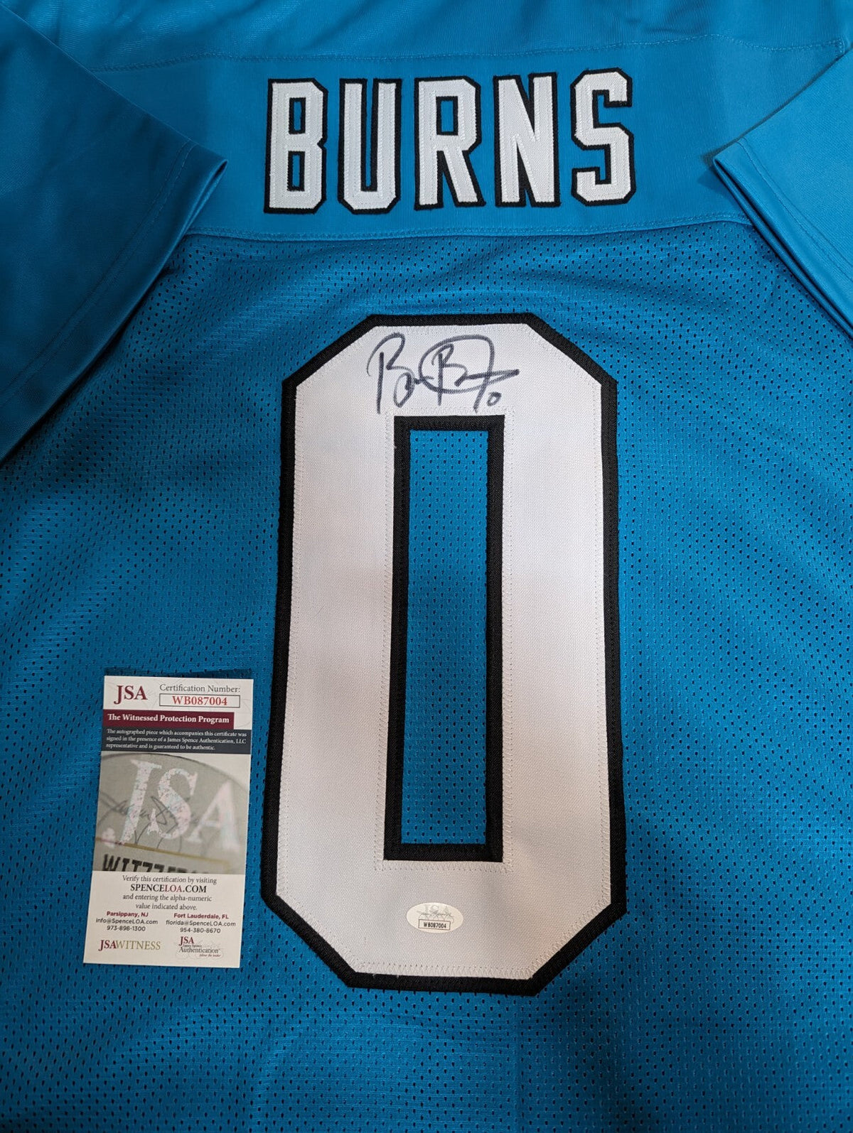 Carolina Panthers Brian Burns Autographed Signed Jersey Jsa  Coa Number Zero