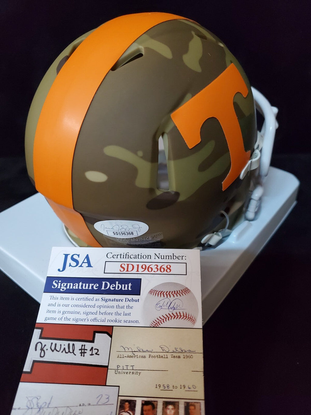 Tennessee Volunteers Hendon Hooker Autographed Alt Camo Mini Helmet Jsa Coa