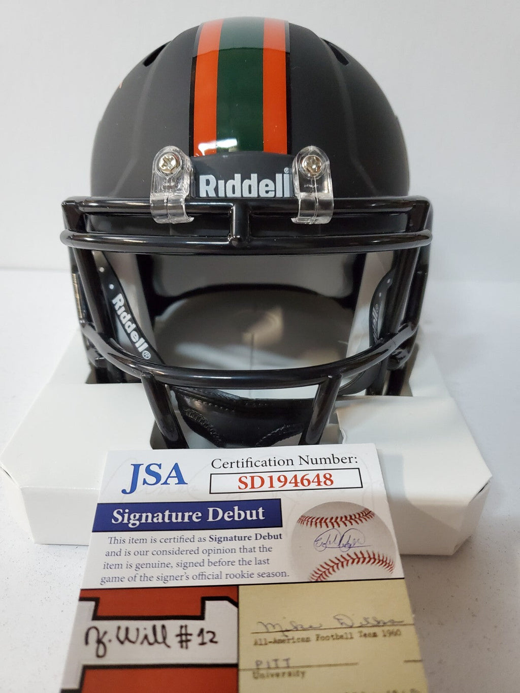 Miami Hurricanes Brevin Jordan Autographed Signed Mini Helmet Jsa Coa