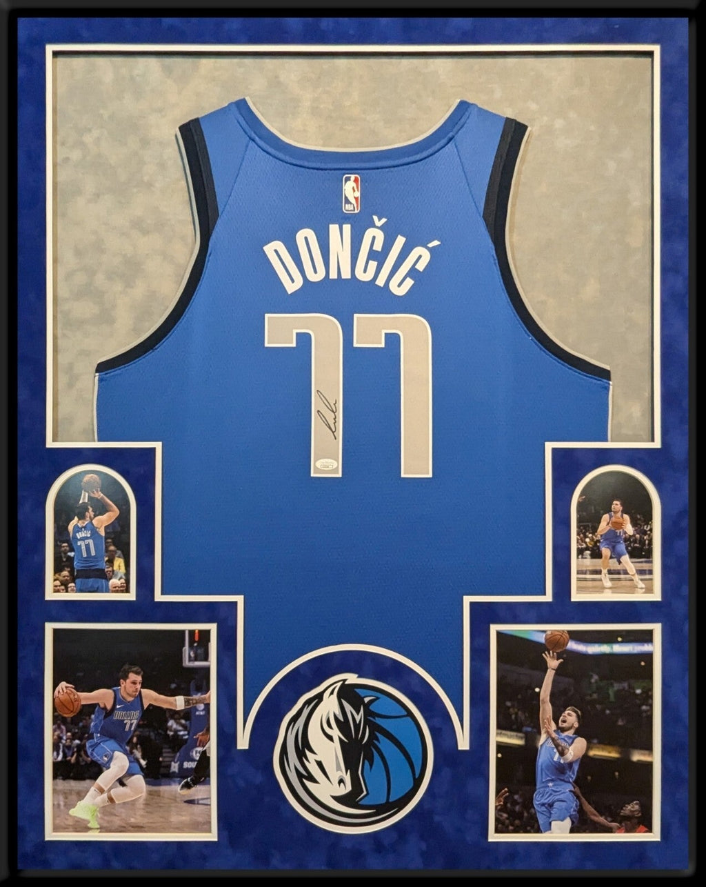Framed In Suede Dallas Mavericks Luka Dončić Autographed Jersey Jsa Coa