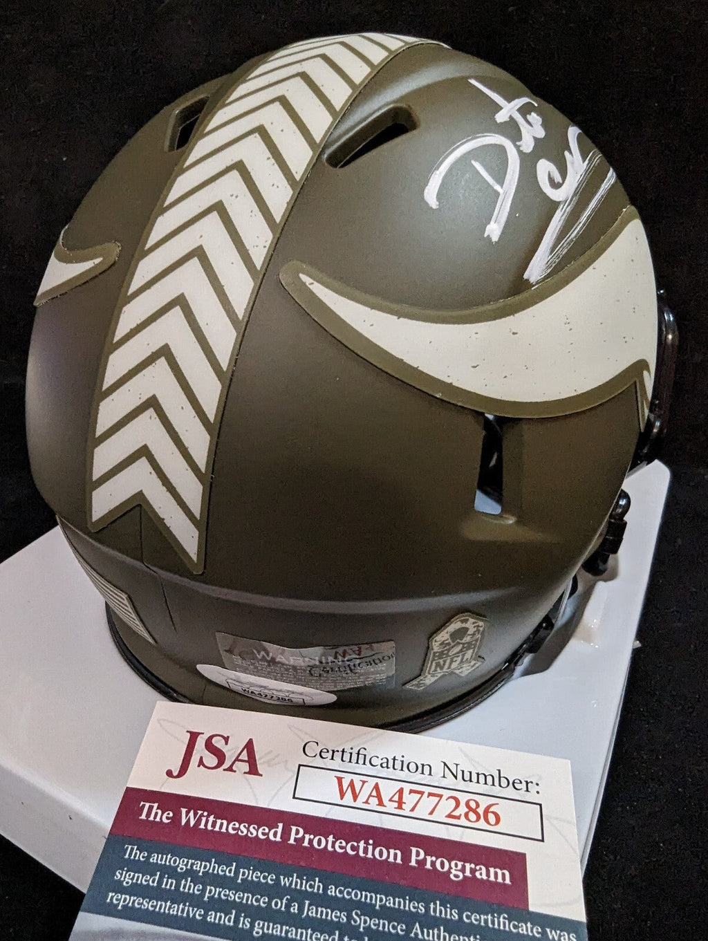 Minnesota Vikings Daunte Culpepper Autographed Signed Salute Mini Helmet Jsa Coa