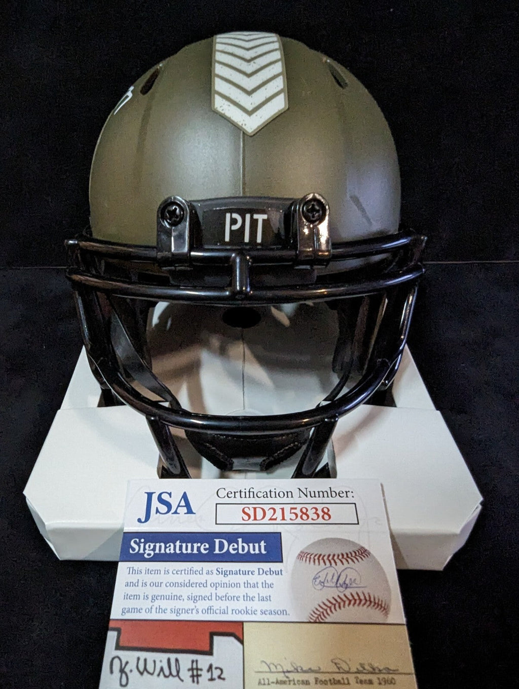Pittsburgh Steelers Broderick Jones Autographed Salute Mini Helmet Jsa Coa