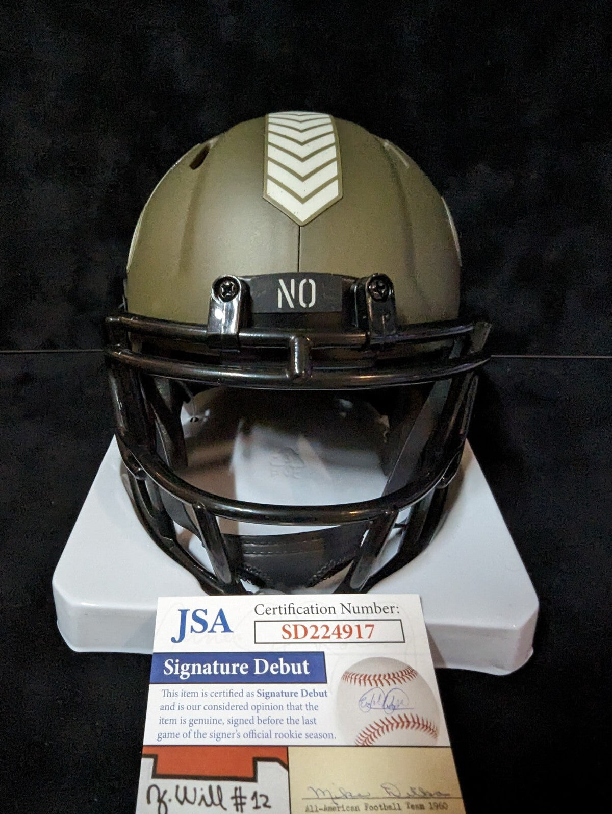 New Orleans Saints Bryan Bresee Signed Salute To Service Mini Helmet Jsa Coa