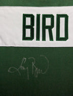 Framed Boston Celtics Larry Bird Autographed Warm Up Jacket Larry Bird Holo