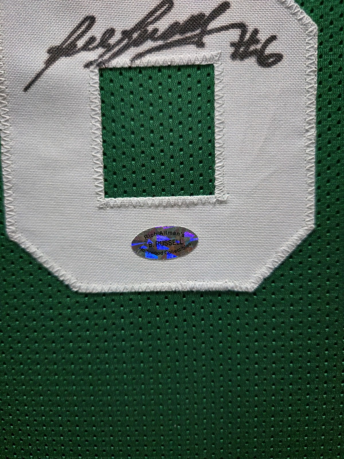 Suede Framed Boston Celtics Bill Russell Autograph Signed Jersey Hollywood Holo