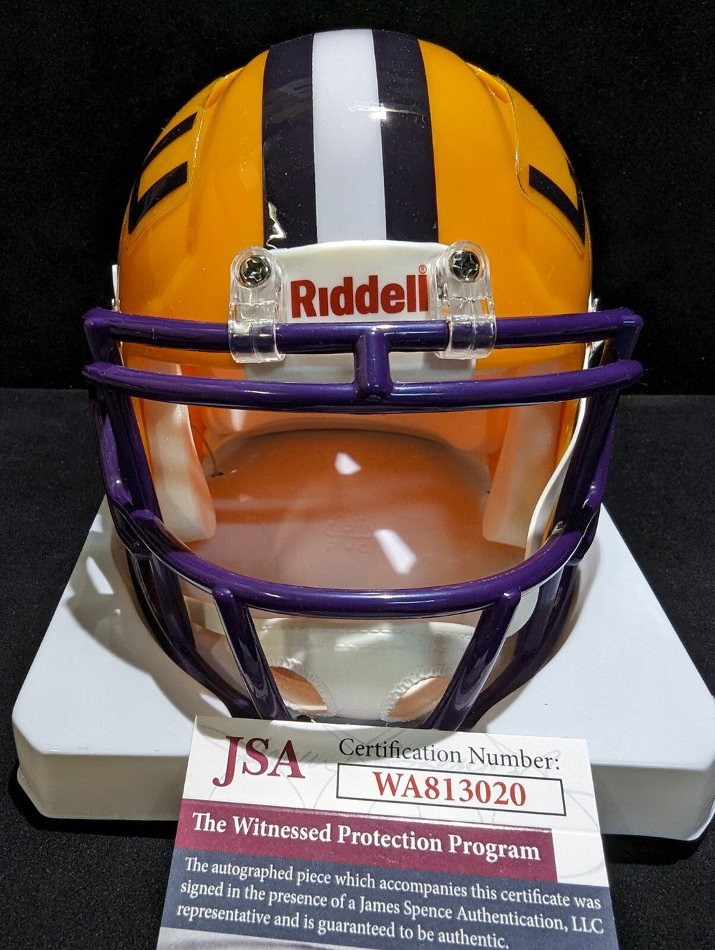 Lsu Tigers Patrick Queen Autographed Speed Mini Helmet Jsa Coa
