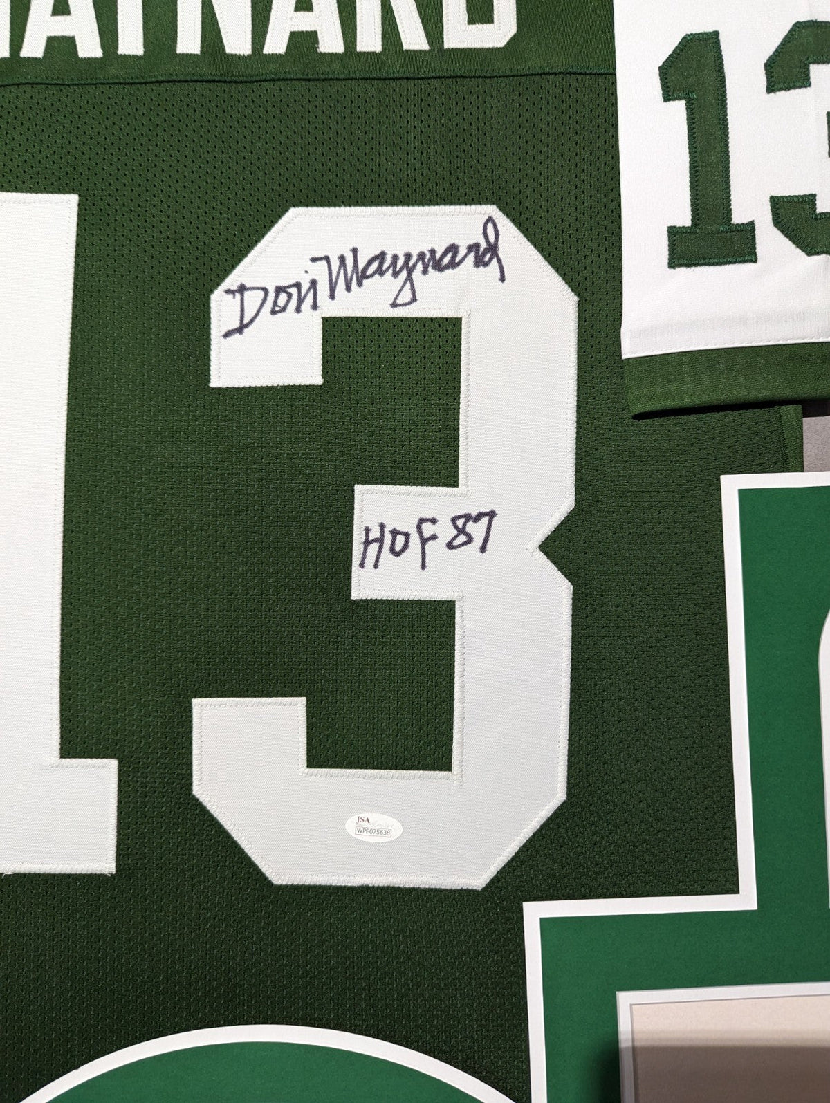 Framed New York Jets Don Maynard Autographed Signed Inscribed Jersey Jsa Coa