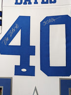 Framed Dallas Cowboys Bill Bates Autographed Signed Inscribed Jersey Jsa Coa