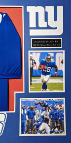 Framed New York Giants Saquon Barkley Autographed Jersey Jsa Coa