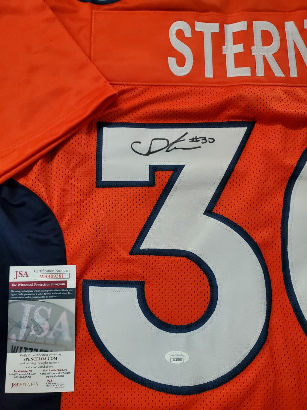Denver Broncos Caden Sterns Autographed Signed Jersey Jsa  Coa