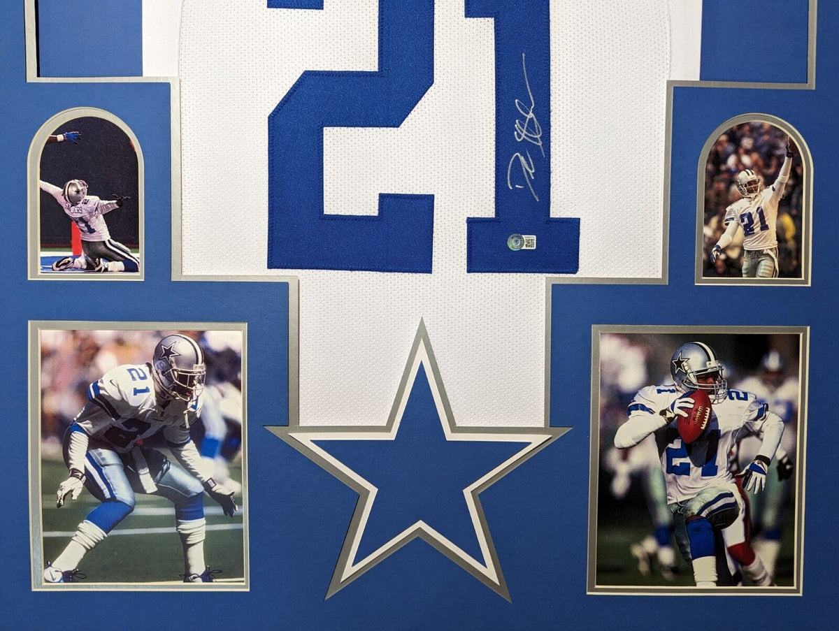 Framed Dallas Cowboys Deion Sanders Autographed Signed Jersey Beckett Holo