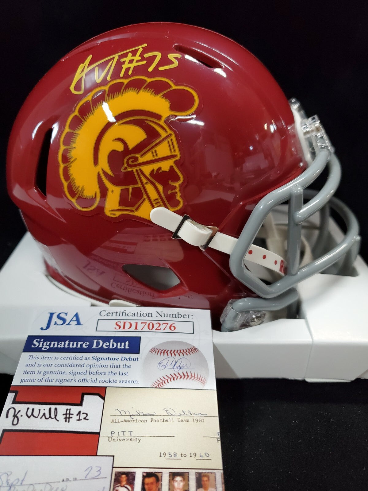 Usc Trojans Alijah Vera-Tucker Autographed Mini Helmet Jsa Coa