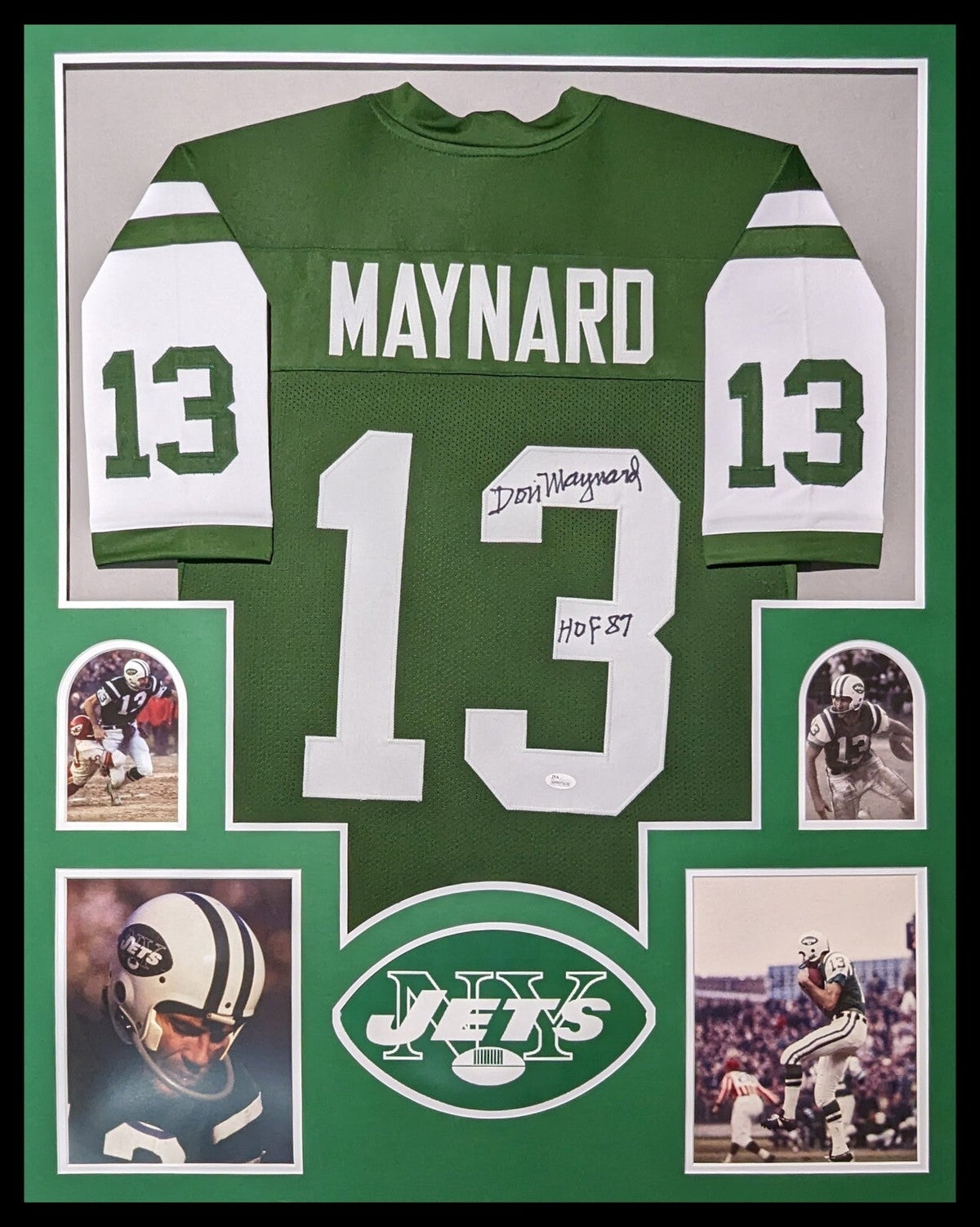 Framed New York Jets Don Maynard Autographed Signed Inscribed Jersey Jsa Coa