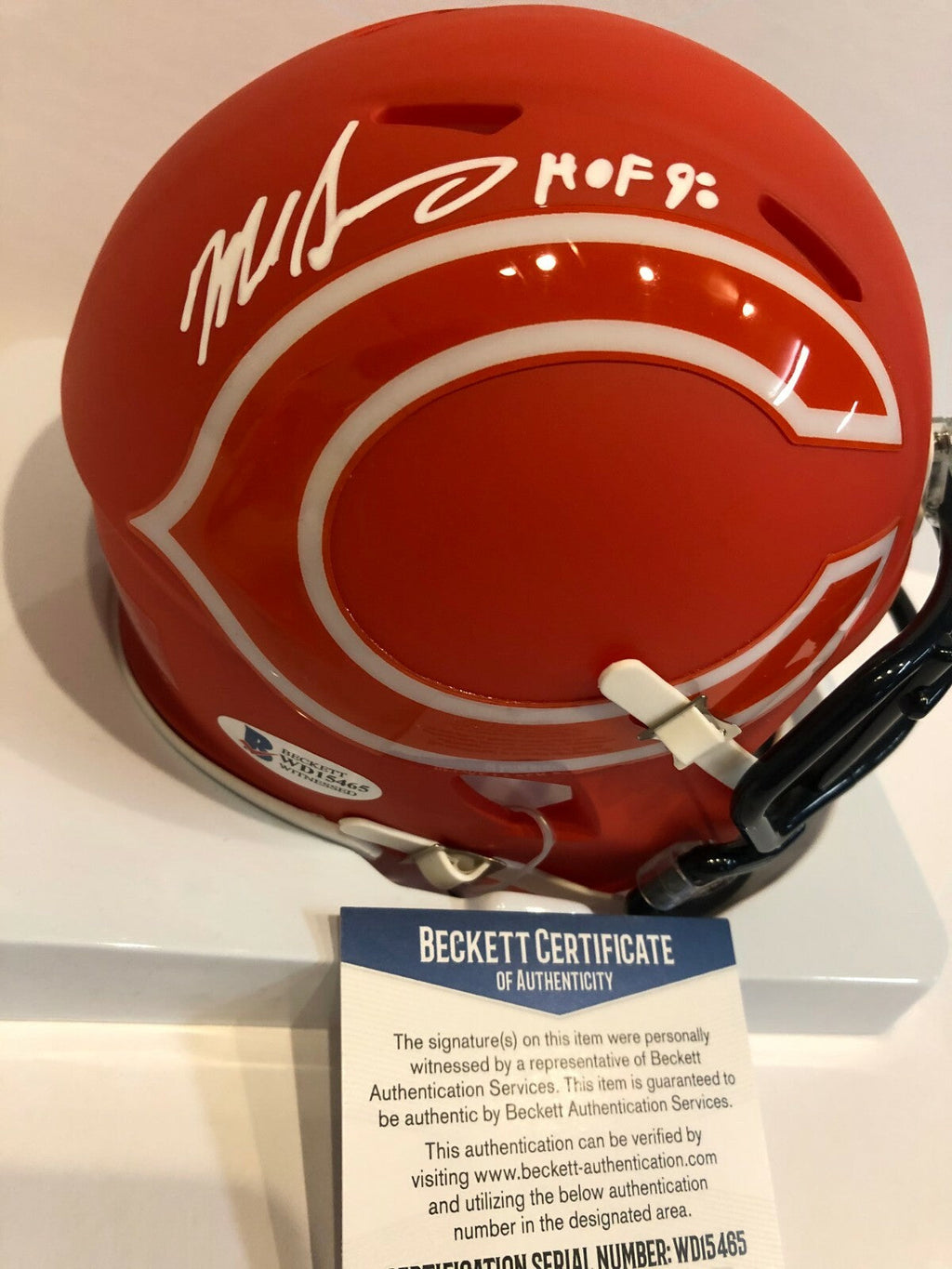 Mike Singletary Signed Inscribed Chicago Bears Amp Mini Helmet Beckett Coa