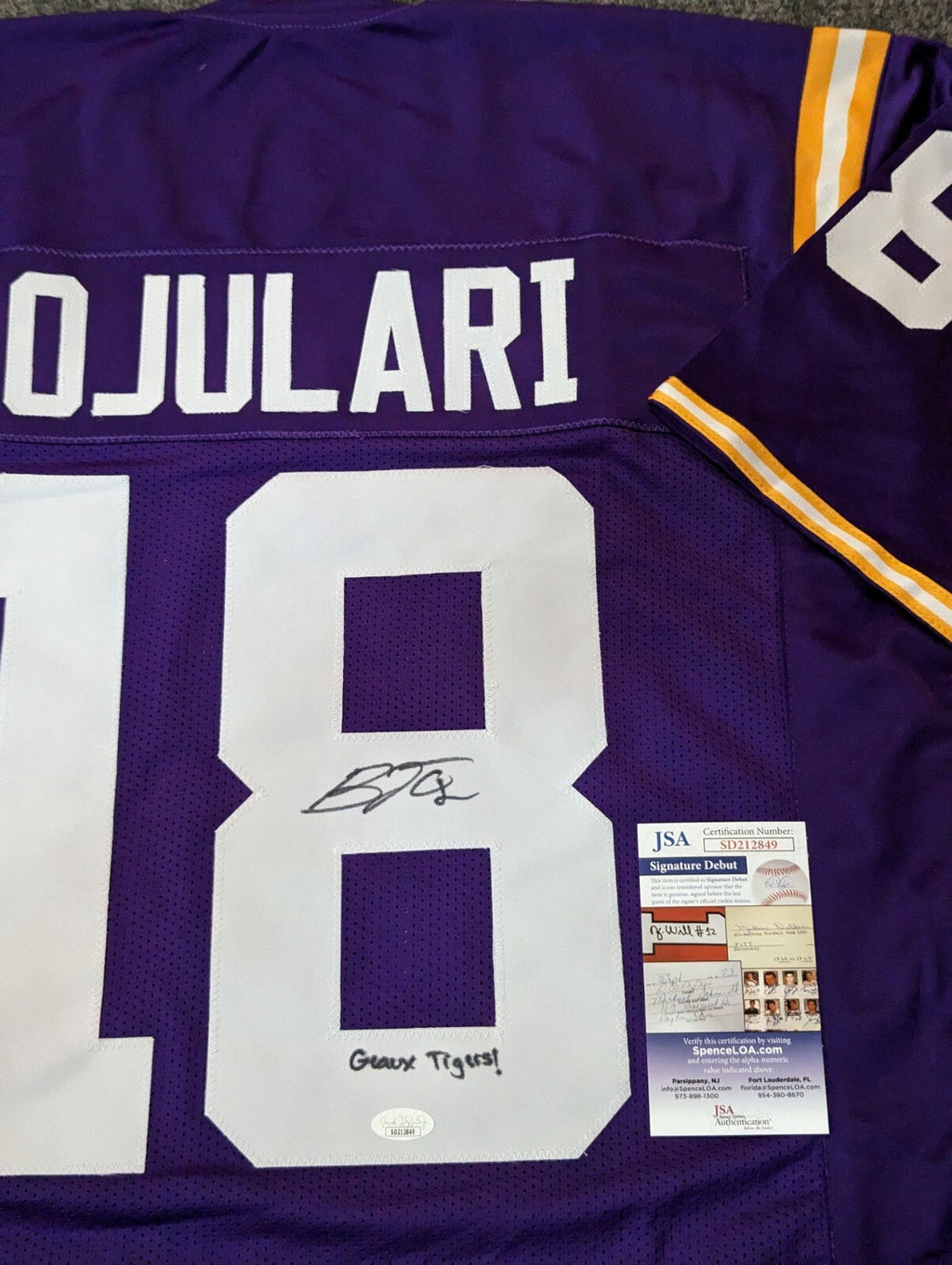 Lsu Tigers Bj Ojulari Autographed Signed Jersey Jsa Coa