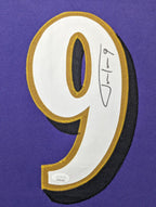 Framed Baltimore Ravens Justin Tucker Autographed Signed Stat Jersey Jsa Coa