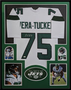 Framed New York Jets Alijah Vera-Tucker Autographed Signed Jersey Jsa Coa