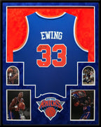 Suede Framed New York Knicks Patrick Ewing Autographed Jersey Steiner Hologram