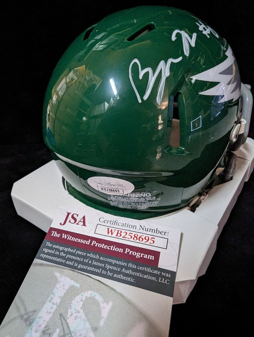 Philadelphia Eagles Bryce Huff Autographed Signed Throwback Mini Helmet Jsa Coa