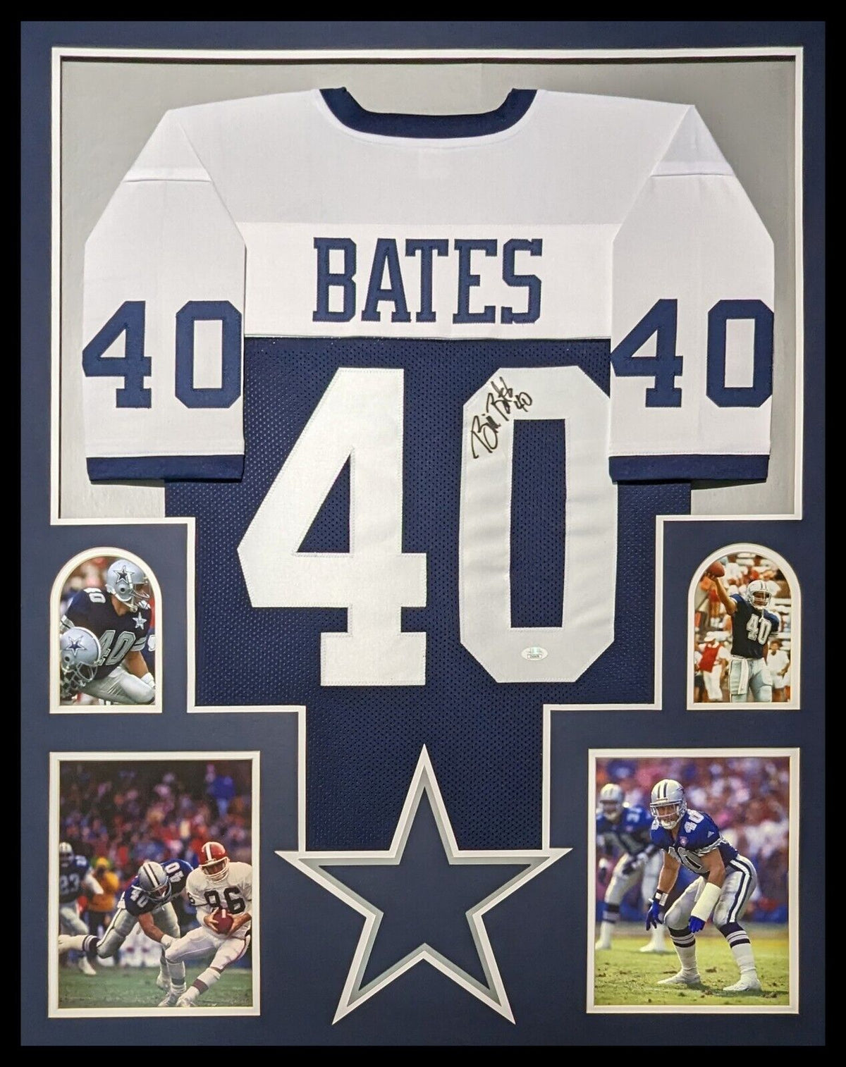 Framed Dallas Cowboys Bill Bates Autographed Signed Jersey Jsa Coa