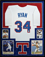 Framed In Suede Texas Rangers Nolan Ryan Autographed Signed Jersey Jsa Coa