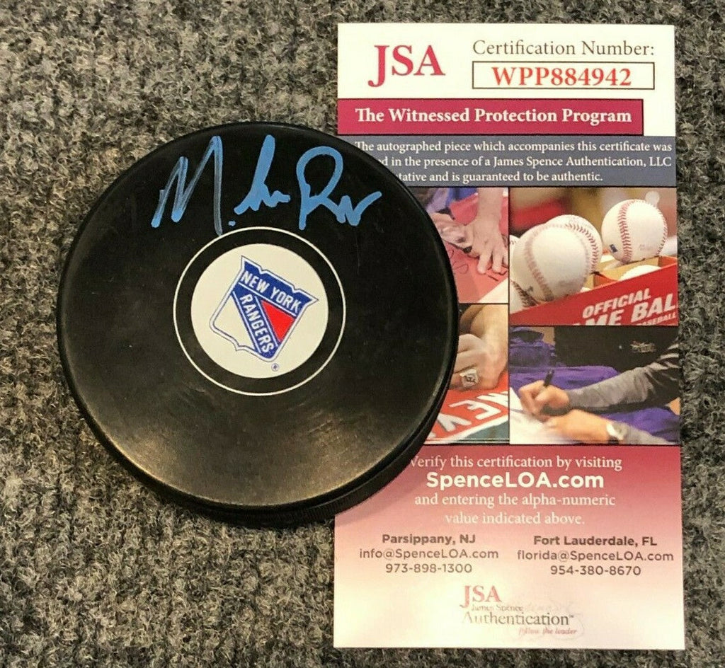 Mike Richter Autographed Signed N.Y. Rangers Logo Puck Jsa Coa