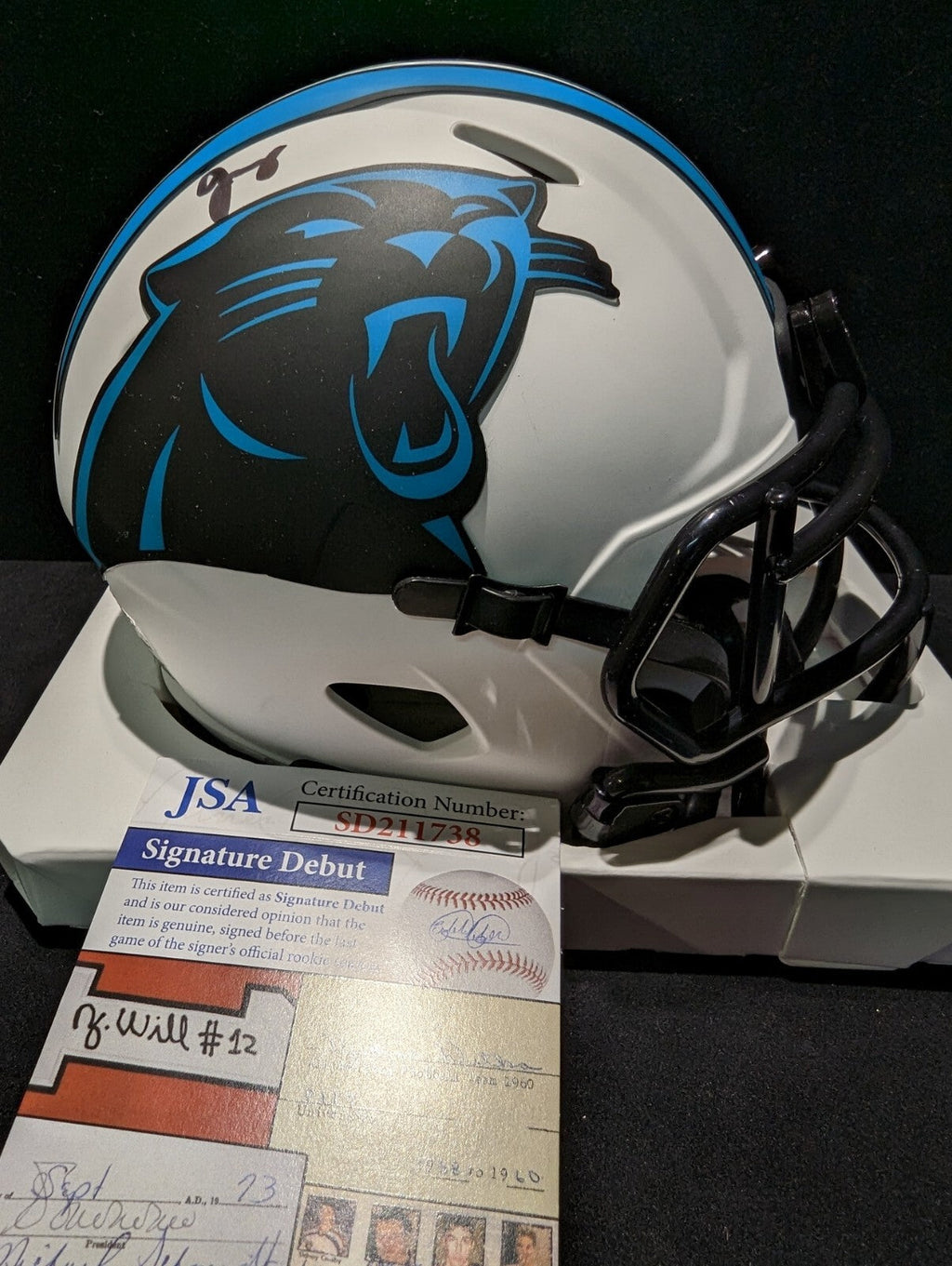 Carolina Panthers Jonathan Mingo Signed Lunar Mini Helmet Jsa Coa