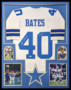 Framed Dallas Cowboys Bill Bates Autographed Signed Inscribed Jersey Jsa Coa