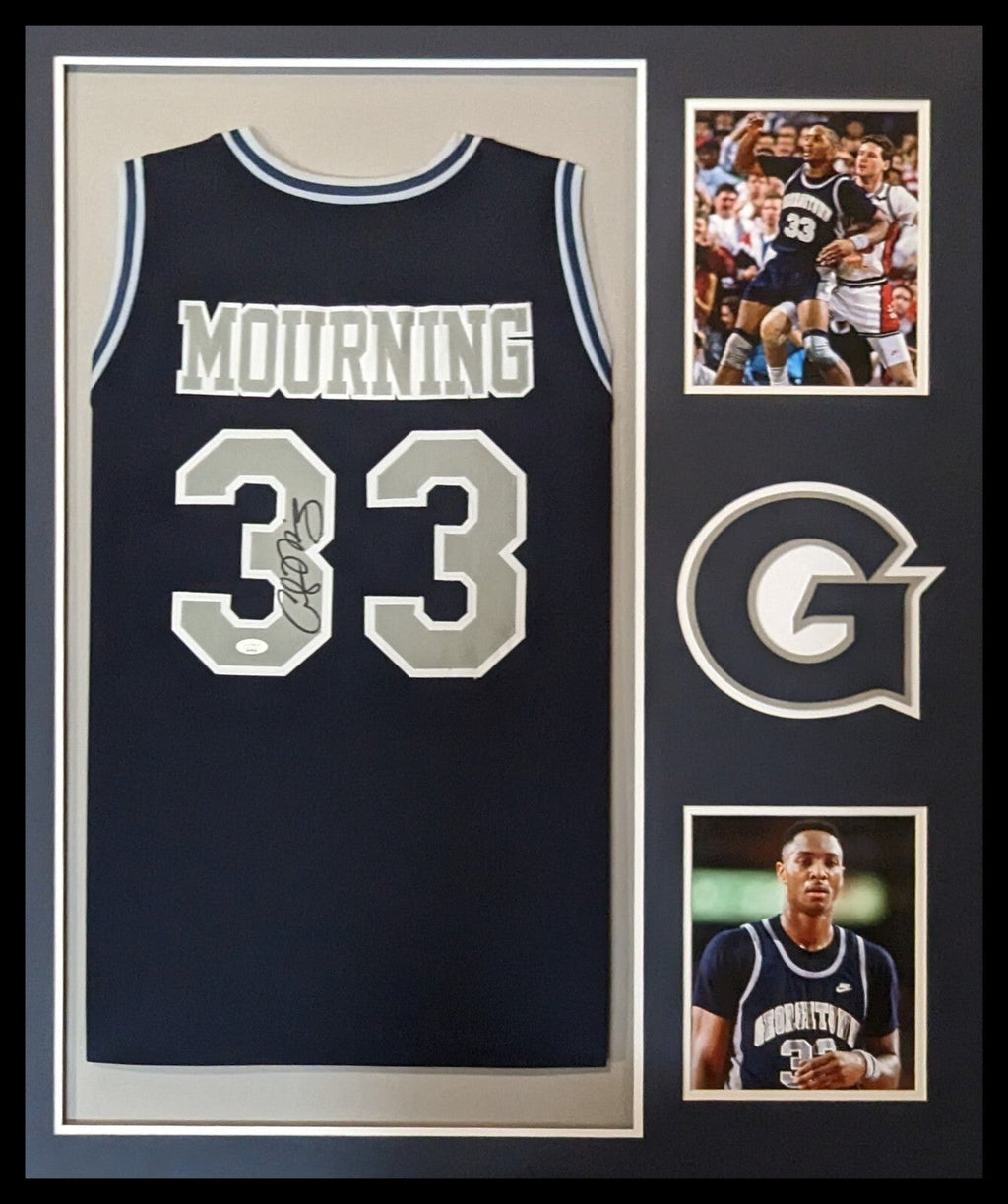 Framed Georgetown Hoyas Alonzo Mourning Autographed Signed Jersey Jsa Coa