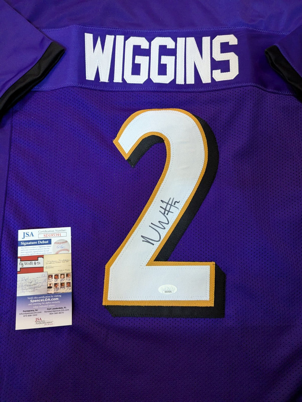 Baltimore Ravens Nate Wiggins Autographed Signed Jersey Jsa Coa