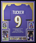 Framed Baltimore Ravens Justin Tucker Autographed Signed Stat Jersey Jsa Coa