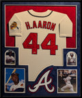 Suede Framed Atlanta Braves Hank Aaron Autographed Jersey Steiner Sports Holo