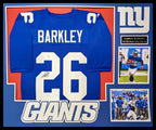 Framed New York Giants Saquon Barkley Autographed Jersey Jsa Coa