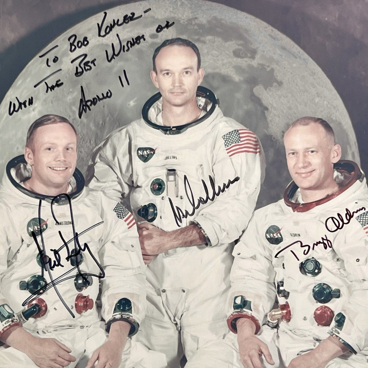 APOLLO 11 * PSA * Crew Signed AUTOGRAPH Red Number Type 1 Photo * Neil Armstrong