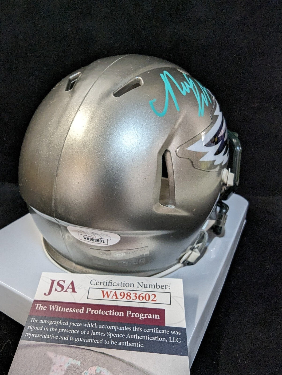 Philadelphia Eagles Nolan Smith Jr Autographed Signed Flash Mini Helmet Jsa Coa
