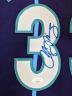 Framed Charlotte Hornets Alonzo Mourning Signed Jersey Jsa Coa