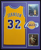 Framed L.A. Lakers Magic Johnson Autographed Signed Jersey Beckett Holo