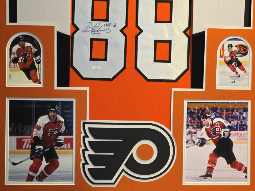 Framed Philadelphia Flyers Eric Lindros Autographed Inscribed Jersey Jsa Coa