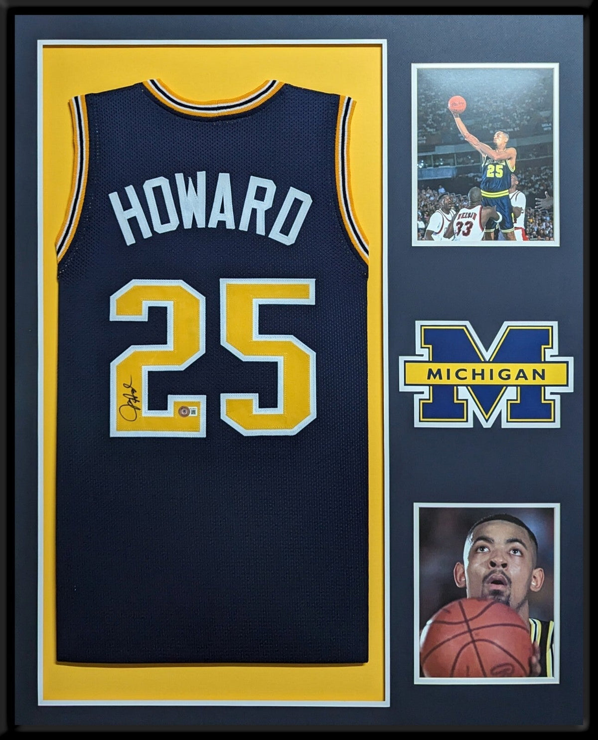 Framed Michigan Wolverines Juwan Howard Autographed Signed Jersey Beckett Holo